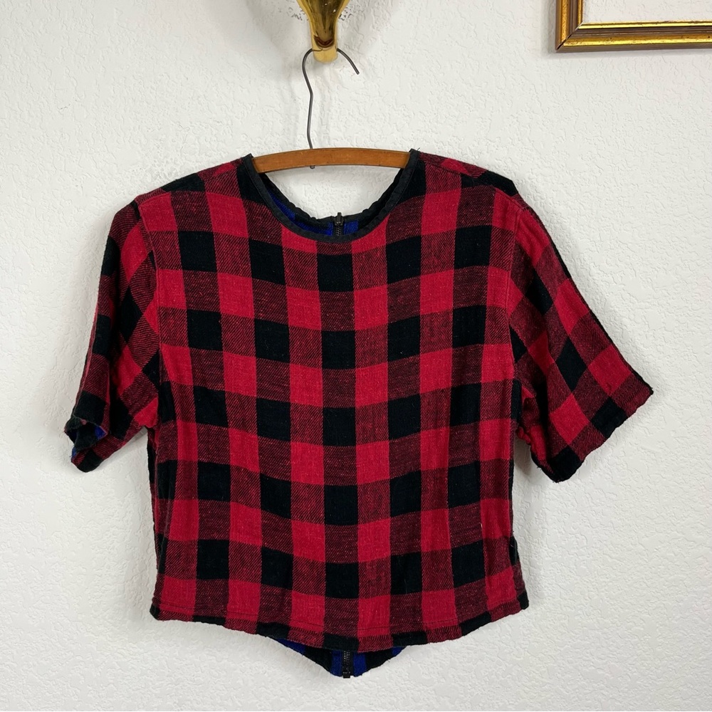 Rag & Bone Buffalo Plaid Check Reversible Crop Top